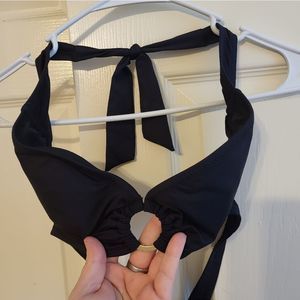 NWOT Juicy Couture Beach royalty black bathing suit top with gold circle at bust